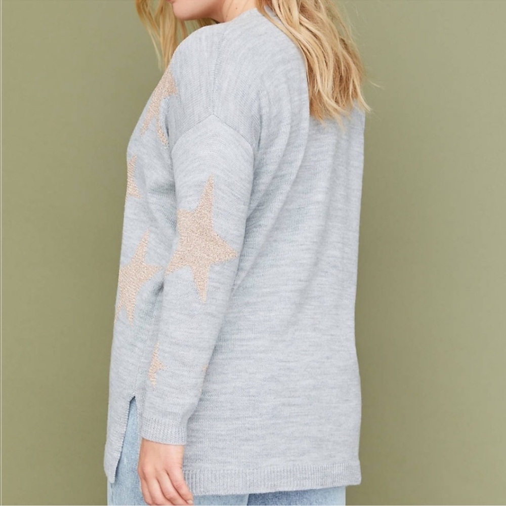 LANE BRYANT Gray Star Patterned Sweater Size 14/16— Great for the Office Sweater - Picture 2 of 8
